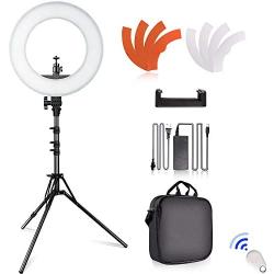 SAMTIAN LED Ring Light 14 Inches Outer YouTube Light 180 Dimmable LED Lighting Kit with 2M Light Stand, Cradle Head, Phone Holder for Video Shooting, YouTube, TikTok, Portraiture, Makeup