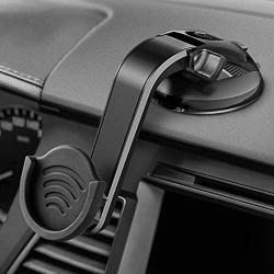 Suction Cup Phone Holder for Socket Users, pop-tech Dashboard Car Phone Mount for Collapsible Grip with Adjustable 360°Rotation, Includes 3M Sticky Adhesive Replacement for Expanding Stand - Black