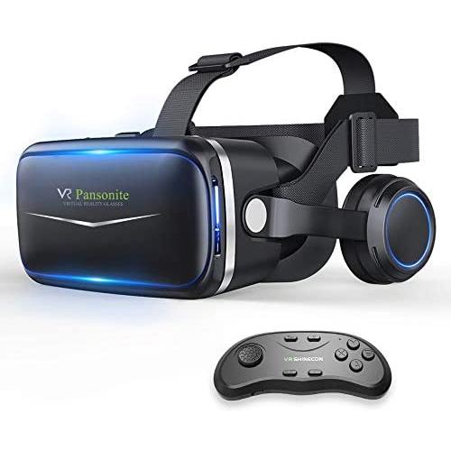 Pansonite 3D VR Glasses Virtual Reality Headset for Games & 3D Movies, Upgraded & Lightweight with Adjustable Pupil and Object Distance for iOS and Android Smartphone