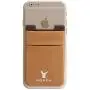 Monca [Double Secure] Cell Phone Credit Card Holder Stick on Wallet Cash Metro Card ID Holder Lycra Spandex Card Sleeves [Lid & Pocket] (Brown)