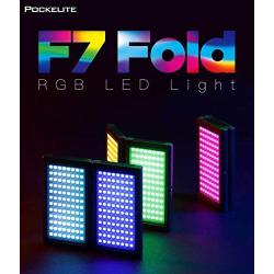 Falcon Eyes F7 Fold RGB On Camera Video Light 24W 2500K-9000K with Honeycomb and Magic Arm,Support Mobile App for Video/Photo/Product Photography