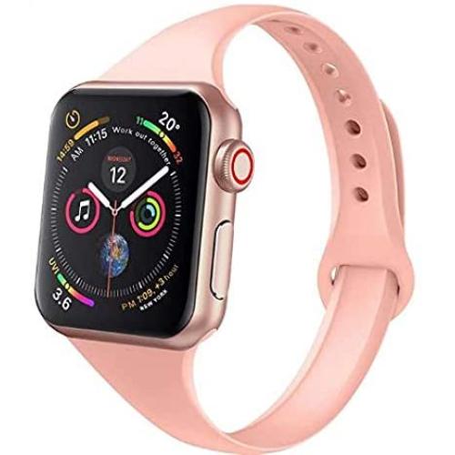 Sport Slim Silicone Band Compatible with Watch 38mm 42mm 40mm 44mm, Thin Soft Narrow Replacement Strap Wristband Accessory for iWatch Series 1/2/3/4