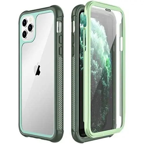 SPIDERCASE for iPhone 11 Pro Max Case, Built-in Screen Protector Full Heavy Duty Protection Shockproof Anti-Scratched Rugged Case for iPhone 11 Pro Max 6.5 inch 2019 (Green+Clear) SPIDERCASE for iPhone 11 Pro Max Case, Built-in Screen Protector Full Heavy Duty Protection Shockproof Anti-Scratched Rugged Case for iPhone 11 Pro Max 6.5 inch 2019 (Green+Clear)