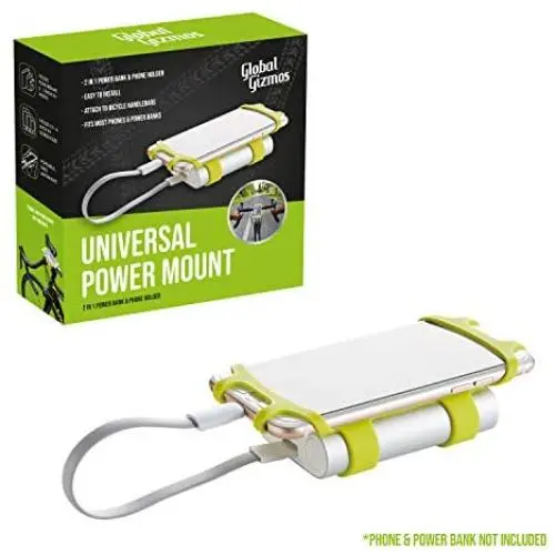 Global Gizmos Unisexs 45129 Bicycle Universal Power Mount |2-in-1 Phone Charger & Holder | Holds 3.5 to 6 Inch Mobile Screens| Easy to Attach | Bike Accessories Bank Holder, Yellow, 6inch Global Gizmos Unisexs 45129 Bicycle Universal Power Mount |2-in-1 Phone Charger & Holder | Holds 3.5 to 6 Inch Mobile Screens| Easy to Attach | Bike Accessories Bank Holder, Yellow, 6inch