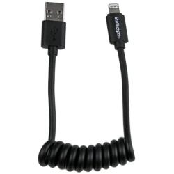 StarTech.com 1ft Coiled Lightning to USB Cable - Black - Apple 8 Pin Lightning Charger Cable for Your iPhone / iPad / iPod (USBCLT30CMB)