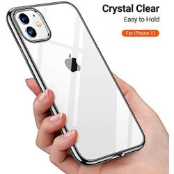 TORRAS Crystal Clear iPhone 11 Case, [10X Anti-Yellowing] Thin Slim [Anti-Scratch] Shockproof Soft TPU Rubber Cover Case for iPhone 11 6.1 inch, Shiny Black