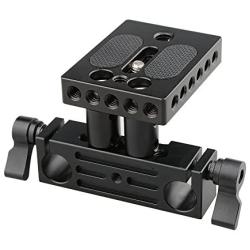 CAMVATE DSLR Baseplate Mount with Railblock Height Riser for 15mm Rail Rod Support System