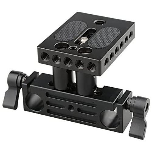CAMVATE DSLR Baseplate Mount with Railblock Height Riser for 15mm Rail Rod Support System