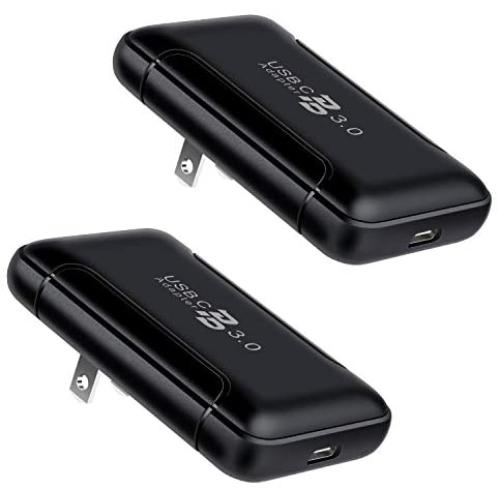 USB C Charger, OKRAY 2 Pack 18W PD Fast Charger Extra Slim Portable & Foldable USB Power Adapter Compatible iPhone 11/SE/XS/XR/8, Pixel 4 3 4XL 3XL, Galaxy S10 S9 S8/Note10, LG G5/G6 (Black Black)