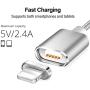 Magnetic Charging Cable, Portable 3 in 1 Magnetic Phone Charger, Compatible with Mirco USB, Type C and i-Product, Fast Charging & Data Transfer, 3.28ft-Silver