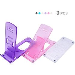 Phone Stand,Tablet Stand,Desktop Phone Holder Stand for Desk,Foldable Adjustable Phone Stand Compatible with All Mobile Phones/iPad/Tablet(3 PCS in 3 Transparent Colors)