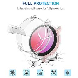 Tensea Compatible with Galaxy Watch Active 2 Case 44mm, 2 Packs Soft TPU Bumper Full Around Screen Protector Cover for Samsung Galaxy Watch Active 2 44mm (Clear, 44mm)