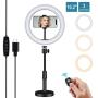 NovoLido 10.2" LED Selfie Ring Light with Desktop Stand Adjustable & Phone Holder for Makeup/Live Stream/YouTube Video/Photography, 3 Color Modes & 10 Brightness, Bluetooth Remote, 360° Rotation