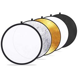 Etekcity 24" (60cm) 5-in-1 Photography Reflector Light Reflectors for Photography Multi-Disc Photo Reflector Collapsible with Bag - Translucent, Silver, Gold, White and Black