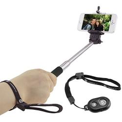 Selfie Stick with Bluetooth Remote for Smartphones - with Universal Phone Holder up to 3.25 Inch in Width - Adjustable Handheld Monopod 11" - 40" - Light, Compact, Easy to Carry