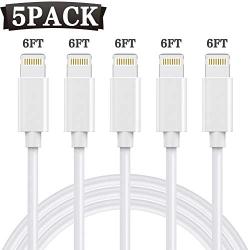 Mfi Certified iPhone Charger WSCSR, 5Pack (6FT/2M) Lightning Cable iPhone Cable USB Fast Long iPhone Charging Cords Compatible iPhone 11 Pro Max Xs X XR 8 7 6s 6 SE iPad iPod More