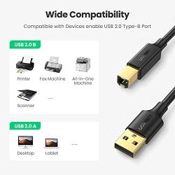 UGREEN USB Printer Cable USB 2.0 Type A Male to Type B Male Printer Scanner Cable Cord High Speed Compatible for Brother, HP, Canon, Lexmark, Epson, Dell, Xerox, Samsung etc and Piano, DAC (5 Feet)