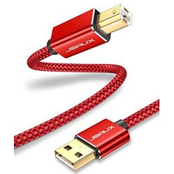 Printer Cable, JSAUX 6.6ft USB 2.0 Type A Male to B Male Printer Scanner Cord High Speed Compatible with HP, Canon, Dell, Epson, Lexmark, Xerox, Samsung and More (Red)