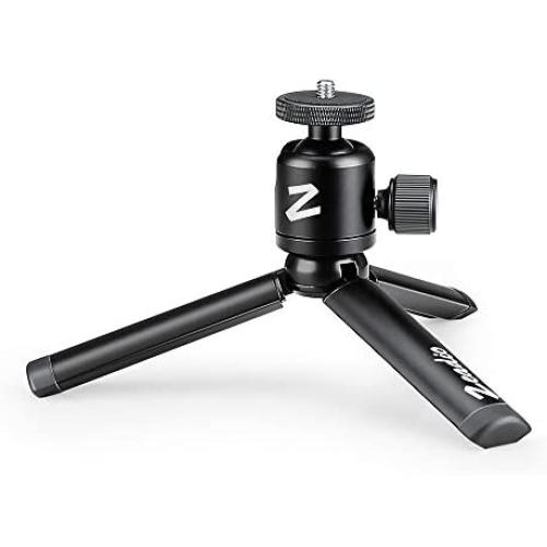 Zeadio Metal Mini Tripod + Ball Head Mount, with 1/4 Inch Screw Desktop Tabletop Stand Tripod for Smooth 4, Osmo Mobile, Vimble 2, Gimbal Handle Grip Stabilizer and All Cameras
