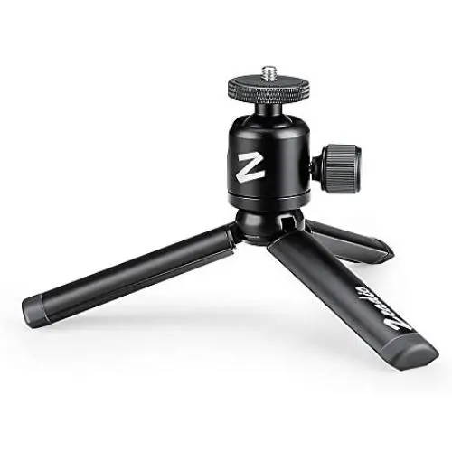 Zeadio Metal Mini Tripod + Ball Head Mount, with 1/4 Inch Screw Desktop Tabletop Stand Tripod for Smooth 4, Osmo Mobile, Vimble 2, Gimbal Handle Grip Stabilizer and All Cameras