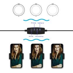 Selvim 6 inch Selfie Ring Light with Cellphone Holder Stand- Ring Light Stand for Live Stream ＆ Makeup, 64 LED Bulbs 3 Light Modes 10-Level Brightness 360° Rotating for iPhone Android Cell Phone