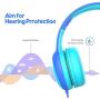 gorsun Kids Headphones with Limited Volume, Children Headphone Over Ear, Kids Headphones for Boys and Girls, Wired Headset for Children-Blue