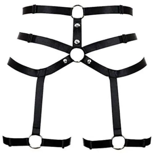 bondage harness Womens Harness Gothic Leg Strappy Lingerie Body Harness Garter Belt Plus Size Elastic Adjustable Black (Black) bondage harness Womens Harness Gothic Leg Strappy Lingerie Body Harness Garter Belt Plus Size Elastic Adjustable Black (Black)