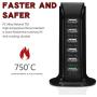 Quick Charge 3.0 USB Wall Charger 6 Ports Desktop QC 3.0 USB Hub Charging Station Travel Charger Fast Charging Compatible with Phones,Tablets Smartphones and More(Black)