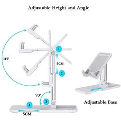 Belita Amy Adjustable Cell Phone Stand for Desk, Hands Free Portable Desktop Extend Stable Sheet Stand Foldable Sturdy Smartphone Holder Compatible with Tablets, All Phone