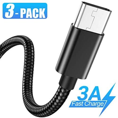 USB C Cable, MARGE PLUS Type C Charging Cable 3 Pack (6Ft) Braided Fast Charging Cord Compatible with Samsung Galaxy A20 A50 A51 A71 A10 A10e S10 S20 Plus Note10, LG Stylo 5 4,and Other USB C Device