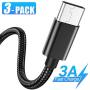 USB C Cable, MARGE PLUS Type C Charging Cable 3 Pack (6Ft) Braided Fast Charging Cord Compatible with Samsung Galaxy A20 A50 A51 A71 A10 A10e S10 S20 Plus Note10, LG Stylo 5 4,and Other USB C Device