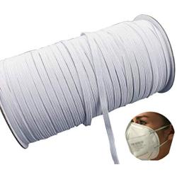MYUREN 100 Yards Length 1/4 Inch Width Braided Elastic Band White Elastic Cord Heavy Stretch High Elasticity Knit Elastic Band for Sewing Crafts DIY,Bedspread, Cuff
