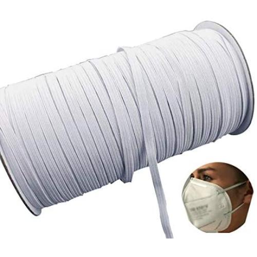 MYUREN 100 Yards Length 1/4 Inch Width Braided Elastic Band White Elastic Cord Heavy Stretch High Elasticity Knit Elastic Band for Sewing Crafts DIY,Bedspread, Cuff