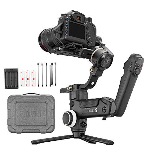 Zhiyun Crane 3S 3-Axis Handheld Gimbal Stabilizer for DSLR Cameras and Camcorder, 6.5kg Payload, Extendable Roll Axis, 12 Hours or Longer Continuous Uptime, DC-in, W TransMount SmartSling Handle