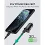 USB C Car Charger, AUKEY 21W Car Charger with Power Delivery 3.0, Fast Car Charger Compatible with iPhone 11 Pro Max XS XR X 8, AirPods, iPad Pro, S9 Note 10, Google Pixel 4 4XL, Nintendo Switch