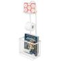 mDesign Free Standing Toilet Paper Holder Stand and Dispenser, with Storage for Tablet, Magazines, Books, Cell Phone While Dispensing 1 Roll - for Bathrooms/Powder Rooms - White