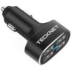 TECKNET USB Car Charger, PowerDash D2 9.6A/48W 4-Port Rapid USB Car Charger with BLUETEK Technology Compatible with iPhone X/8/7/6/6 Plus, iPad Air 2/Mini 4,Samsung Galaxy S6/S6 Edge and More…