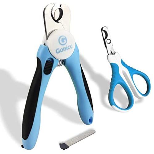 gonicc Dog Nail Clippers and Cat Nail Clippers with Safety Guard to Avoid Over Cutting, Free Nail File, Razor Sharp Blade