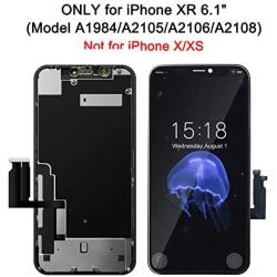 YPLANG for iPhone XR Screen Replacement, LCD Display Touch Screen Digitizer Assembly with Complete Repair Tool Kit, Tempered Glass, Repair Flowchart, Magnetic Screws Map for iPhone XR 6.1 inch