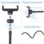 Tranesca Selfie Ring Light with Cell Phone Holder Stand for Live Stream/Makeup, LED Camera Lighting [3-Light Mode] with Flexible Arms Compatible with iPhone 8 7 6 Plus X Android (Black)