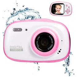 Abdtech Waterproof Kids Camera Gift for 8-12 Year Old Teens, Mini Digital Cameras for Child Girls Boys, 8MP Compact Camera with 16Gb SD Card Best Halloween (Pink)