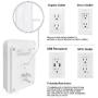 POWRUI Surge Protector, USB Wall Charger with 2 USB Charging Ports(Smart 2.4A Total), 6-Outlet Extender and Top Phone Holder for Your Cell Phone, White, ETL Listed
