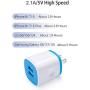 USB Charger Wall Plug, Phone Charger Box, AndHot 5-Pack Home Travel 2.1Amp Dual Port USB Wall Charger Quick Charging Block Cube Brick Compatible with iPhone 8 7 6S, iPad, Samsung, Android Phone,Kindle