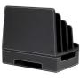 MobileVision Charging Station Slim Black Faux Leather Executive Stand and Docking Organizer for Multiple Devices, Smartphones, Tablets, Laptops