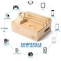 Bamboo Charging Station for Multiple Devices, USB Charging Station Dock, Fast Desk Wood Charging Docking Station for Universal Cell Phone, Tablet, Apple Watch, Airpods(5 Pack Cables Included)