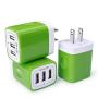 Ailkin Wall Charger Plug, 3.1A/5V Fast Charging Plug Brick Block Cube Base Charger Station Replacement for Phone X/8/7/6s/Plus, Pad Pro/Air 2/Mini, Samsung Galaxy S7/S6/Edge/Plus, LG, HTC (Green)