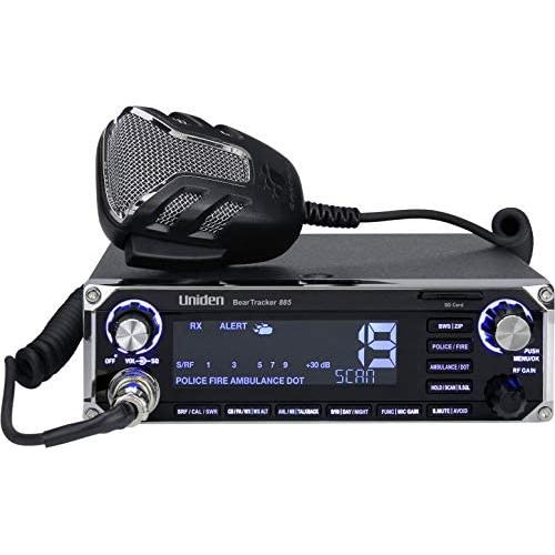 Uniden BEARTRACKER 885 Hybrid Full-Featured CB Radio + Digital TrunkTracking Police/Fire/Ambulance/DOT Scanner w/ BearTracker Warning System Alerts, 40-channel CB, 4-Watts power, 7-color display.