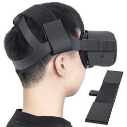 KIWI design Headband Head Strap for Oculus Quest/Oculus Rift Virtual Reality VR Headset Accessories, Comfortable PU Leather & Reduce Head Pressure (Black)