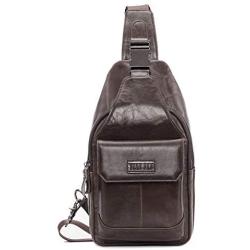 Mens Sling Bag Genuine Leather Chest Shoulder Backpack Cross Body Purse for Men And Women