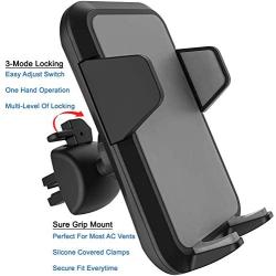 Fugetek Car Vent Phone Mount Holder, Universal Adjustable Cradle, One Touch Close & Release, Durable, Compatible with iPhone 11, XR/XS Max, XS/X, 8/8+, 7/7+, Galaxy S10,S9,S8, HTC, Google (Grey)